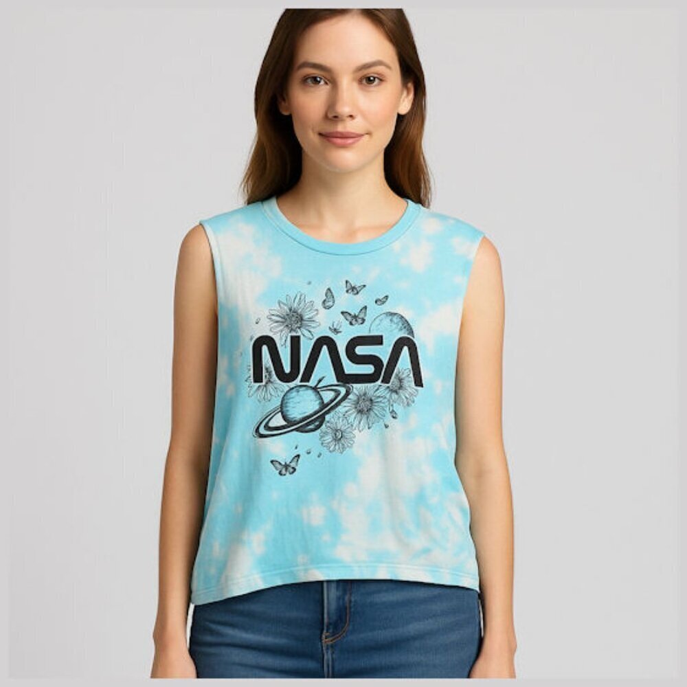 Fifth Sun Tie-Dye NASA Light Aqua Blue Tank Top Size: XXL NWT